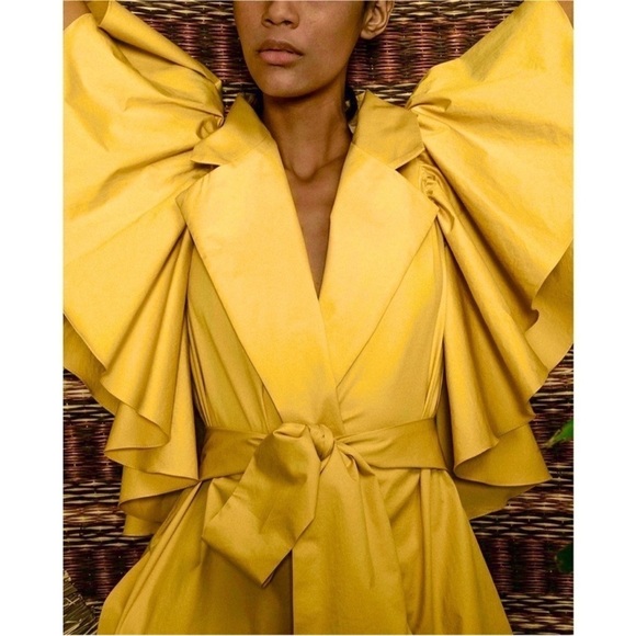 Johanna Ortiz Tulip Evolution Jacket Dress Ruffle Yellow Wrap Dandelion 2 EUC - Picture 7 of 7